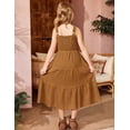 thumbnail image 4 of Arshiner Girl's Sundresses Summer Boho Strap Tiered Cami Maxi Dresses with Pockets, 4 of 5