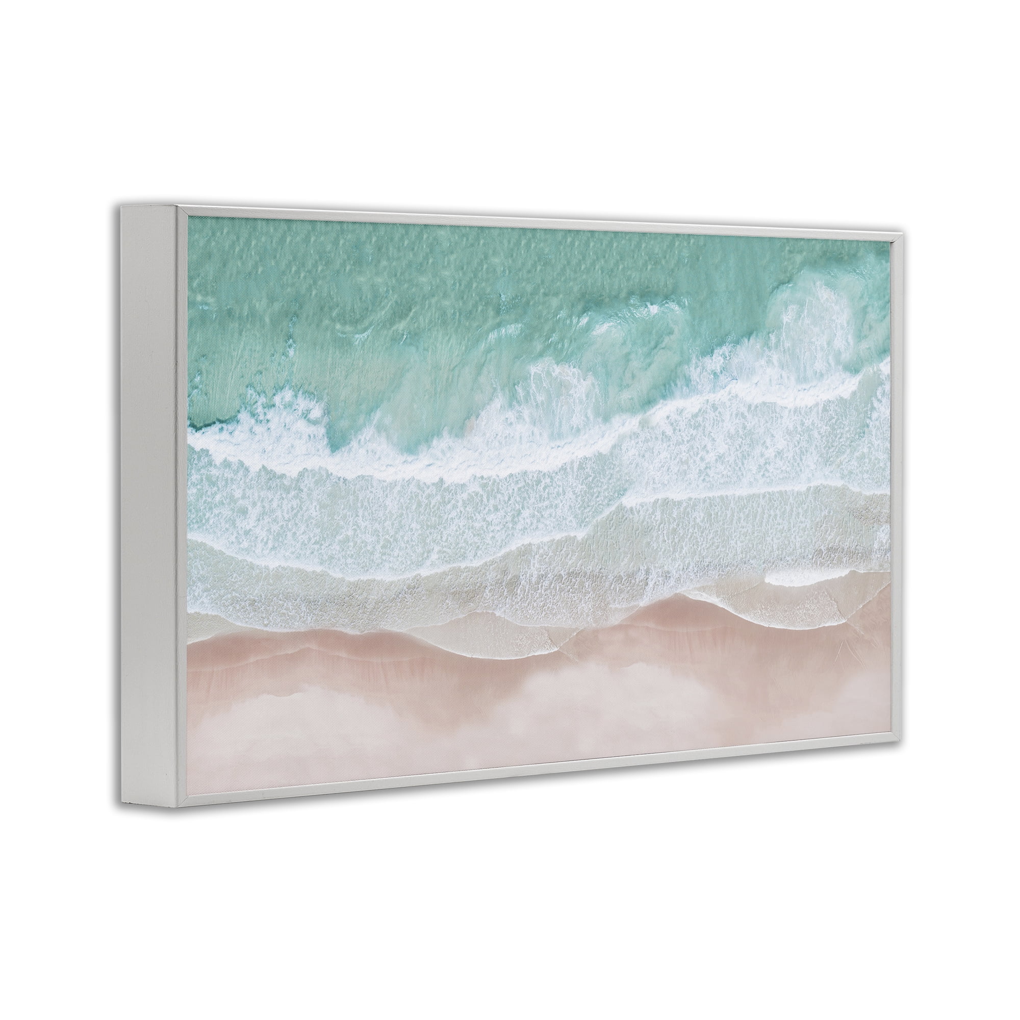 Stupell Industries Aerial Sea View Coastal Painting White Framed Art Print Wall Art, 30 x 20