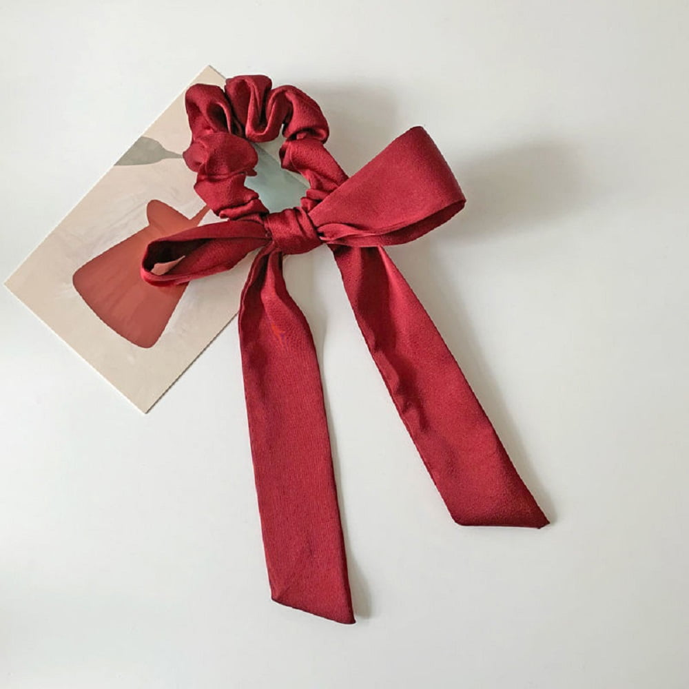 Lollanda Hair Ribbon Bow headband hair tie hair tie bow ponytail for ladies or girls-Red