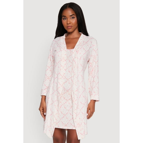 Womens Bow Print Nightgown with Robe