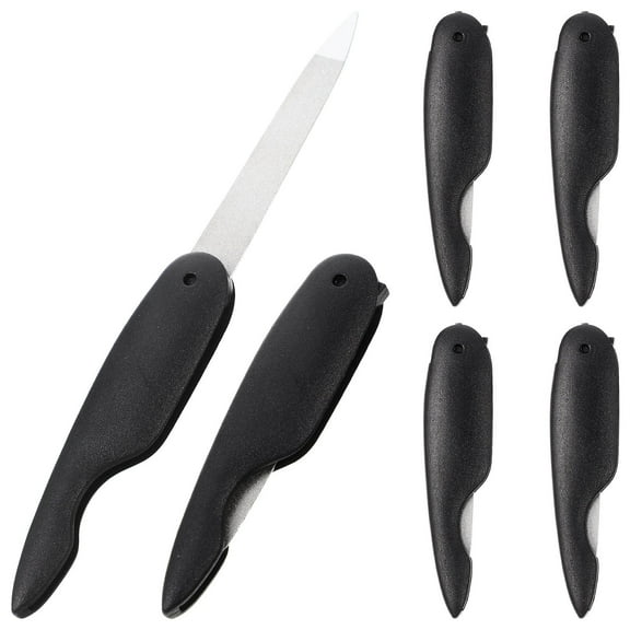PBPBOX Nail Files Stainless Steel Metal Nail File Black 6Pcs