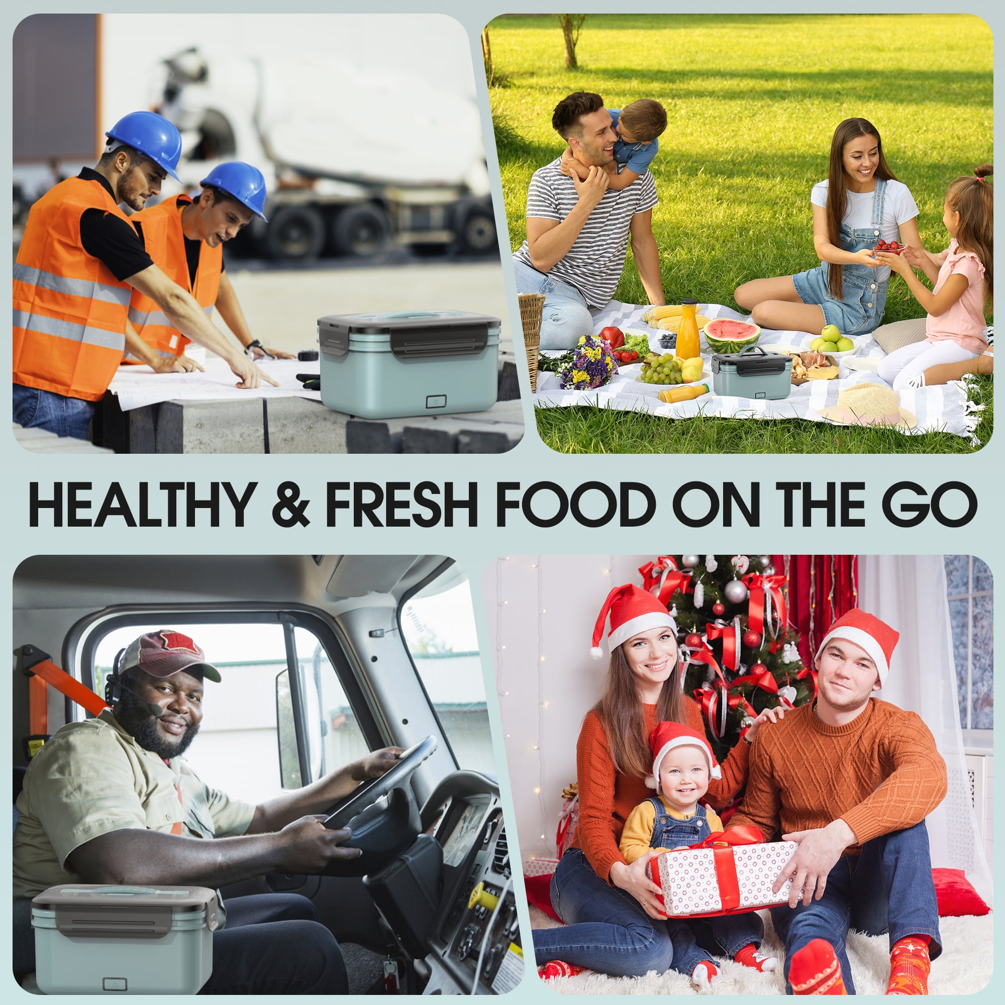 Cordless Electric Lunch Box for Adults: 1.8L Capacity, 70W Fast Heating. Rechargeable & Portable Food Warmer for Office, Car, & Outdoor. A Great Christmas Gift Idea