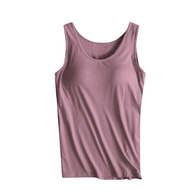 Timegard Débardeurs pour Femmes avec Soutien-Gorge Intégré Grande Taille Col Rond Vêtements de Nuit Doux Décontractés Sans Manches