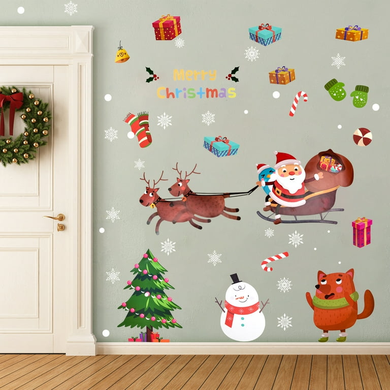 Christmas Window Sticker Snowflake Santa Claus Wall Stickers - Temu