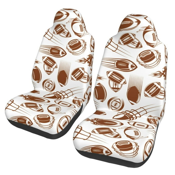 TEQUAN Front Seat Covers, Retro American Football Balls Pattern 2 Piece Car Seat Cover Fit Most Car SUV Truck Van