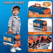 FPCYCG Kids Work Bench with Tools and Electric Drill, 2-in-1 Kids Toddlers Tool Set,Pretend Play Workbench Construction Toys Gifts for Boys Girls