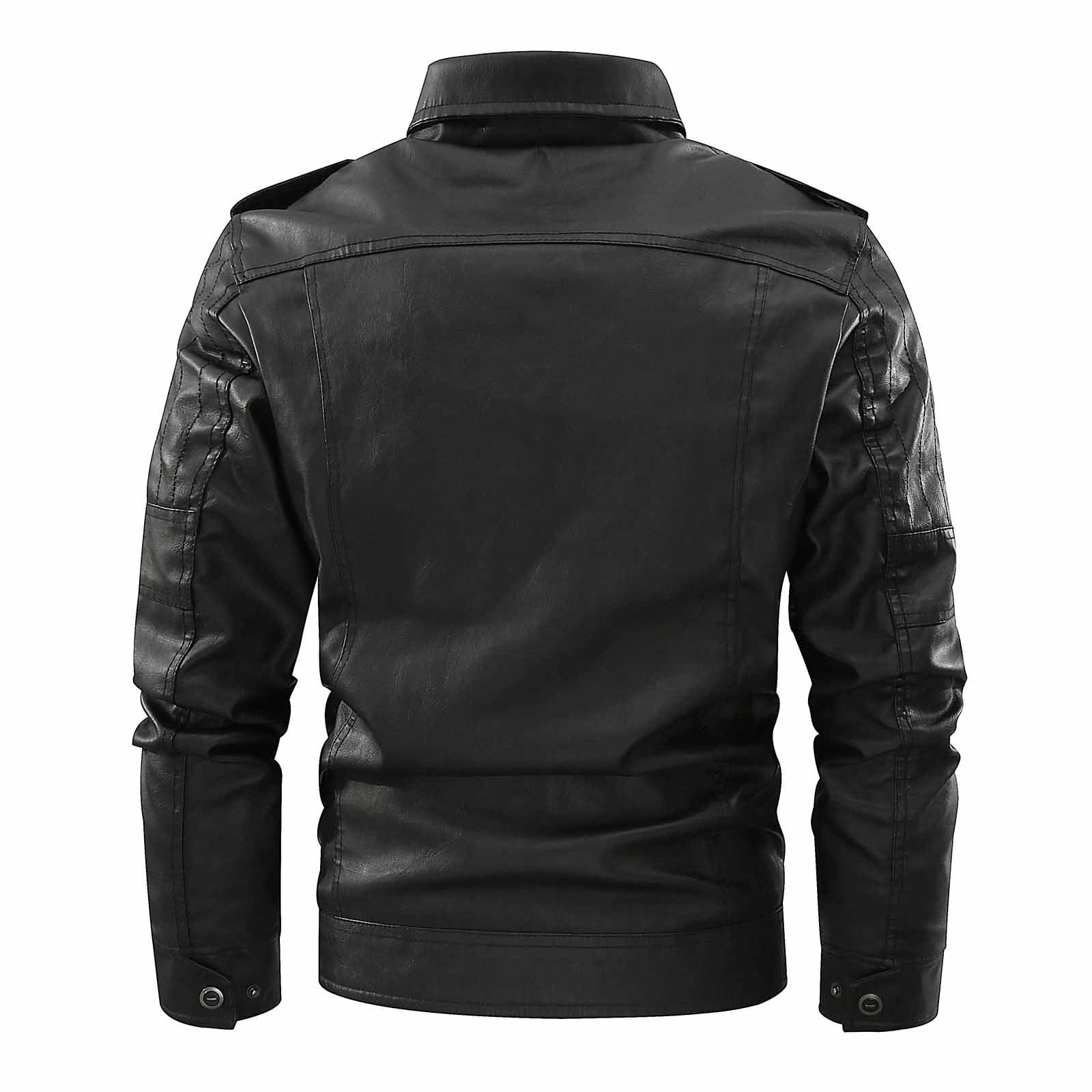 Mens Stand Collar Leather Jacket Motorcycle Lightweight Vintage Faux Leather Outwear Plus Size Steampunk Jacket Coat