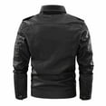 thumbnail image 4 of Lovskoo 2024 Men's Leather Jacket Zipper Open Fleece Coat Long Sleeve Stand Collar Jacket Vintage Washed Jacket Motorcycle Jacket Black, 4 of 5