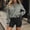 Gray, variant on Women Half Zip Stand Collar Cropped Sweatshirt, Ladies Solid Drawstring Hem Long Sleeve Pullover Top, Soft Fleece Spring Fall Daily Sports Casual Blouse (Blue,S)