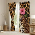thumbnail image 3 of jejeloiu Safari Animal Cheetah Black Out Curtains,Chic Leopard Pattern Curtains Pack of 2 (42x63 Each),Pink Flower Floral Bedroom Curtains For Kids,Breathable Home Decor, 3 of 6