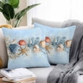 thumbnail image 2 of Throw Pillow Covers 16x16 Inch Set of 2, Blue Coastal Waterproof Outdoor Pillow Covers, Summer Nautical Beach Conch Starfish Coral Decorative Cushion Pillowcases for Couch, Sofa, Bed, Garden, Patio, 2 of 9