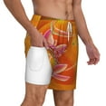 thumbnail image 3 of Picia Orange Flower Psychedelic pattern Mens Swim Trunks with Compression Liner Stretch Beach Shorts Quick Dry with Zipper Pockets No-Chafing Board Shorts-X-Large, 3 of 9