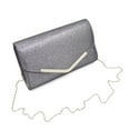 thumbnail image 3 of Large Metallic Glitter Envelope Flap Clutch Evening Bag - Diff Colors Avail, 3 of 5