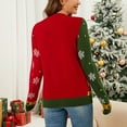 thumbnail image 7 of larppty Ugly Christmas Sweater Cardigan for Women V Neck Button Down Jacquard Knit Color Block Rib Xmas Sweater Soft Knitwear (Red, XXL), 7 of 7