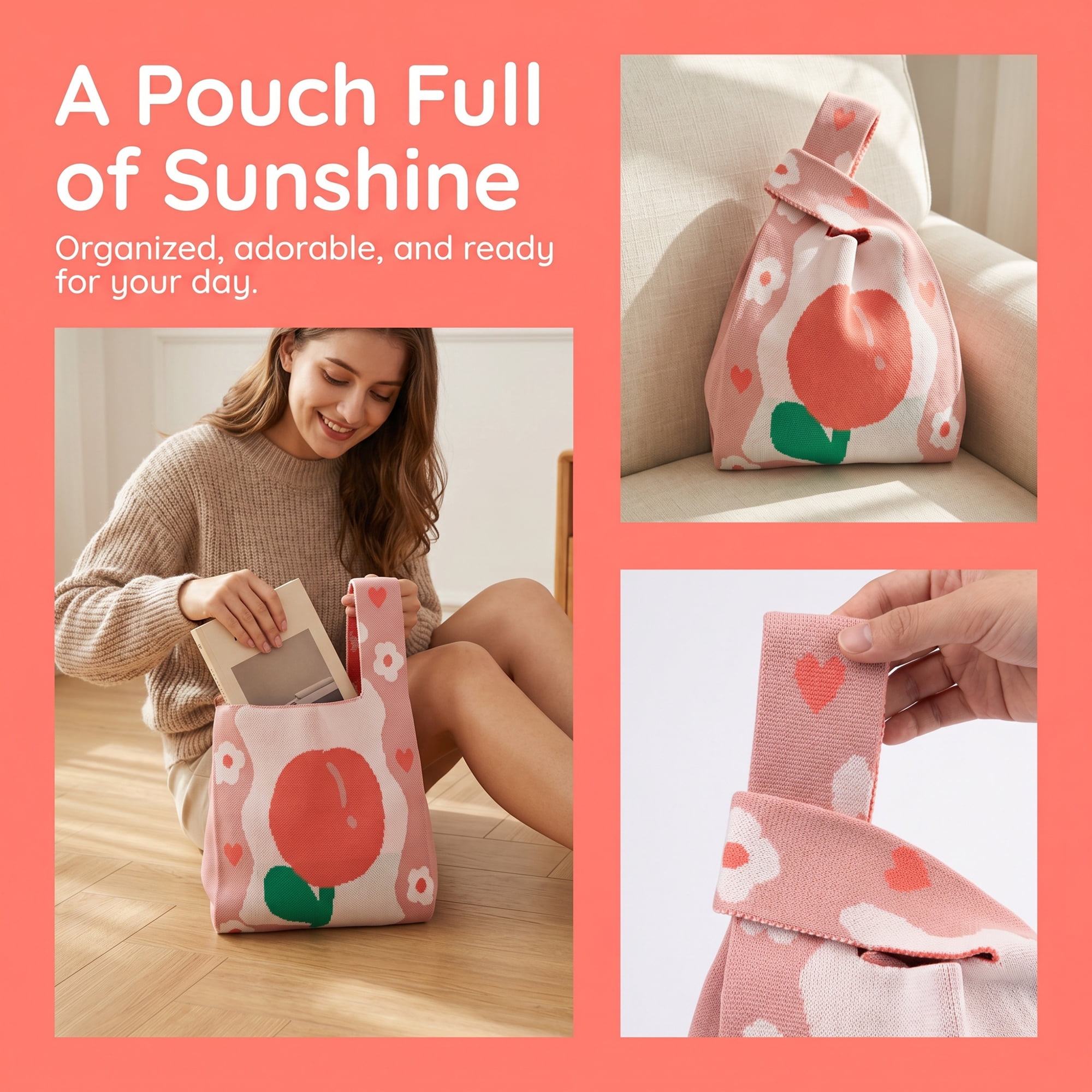 Unique Bargains Cute Cartoon Gift Bags with Handles for Parties 7.5" x 13.4" Pink