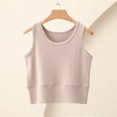 thumbnail image 4 of Women Athletic Yoga Tank Tops Summer Casual Crewneck Cropped Sleeveless Tshirts Workout Stretch Solid Color Slim Camisole, 4 of 6