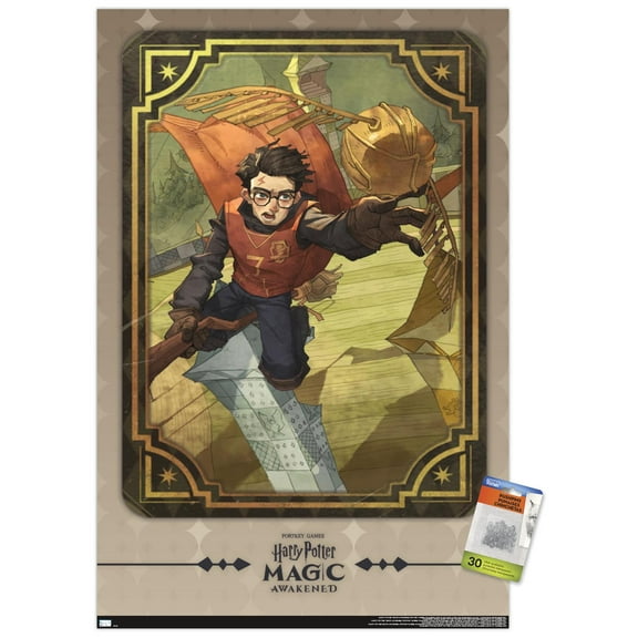 Harry Potter: Magic Awakened - Harry Quidditch Wall Poster with Pushpins, 22.375" x 34"