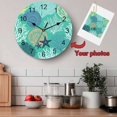 thumbnail image 5 of Wall Clock 14 Inch Teal Green Blue Coastal Round Silent Decorative Wall Clocks Battery Operated for Living Room Bedroom Kitchen Classroom Decor, Nautical Ocean Coral Starfish Shell,Large, 5 of 7