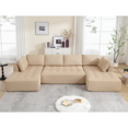 thumbnail image 4 of 138.5 "Modular Combination Sofa, U-Shaped Sofa, Living Room, Apartment, Upholstered, 6-Seat Sofa, Free Combination Sofa (Mesh Fabric), Breathable Fabric (Brown), 4 of 11