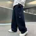 thumbnail image 2 of Nugftut Boys Cargo Pants Size 7 Years Full Length Elastic Waist Pant Pockets Casual Straight Leg Pants, 2 of 5