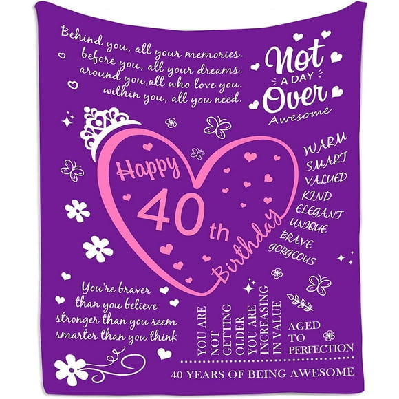 Cadeaux pour le 40e Anniversaire, Couvertures Jetables pour Femmes, Idées Cadeaux pour le 40e Anniversaire, Décorations pour le 40e Anniversaire, Cadeaux pour Femmes de 40 Ans, Cadeaux pour 40 Ans, Meilleur Cadeau d'Anniversaire 1982 - Couverture 50 Pouces x60