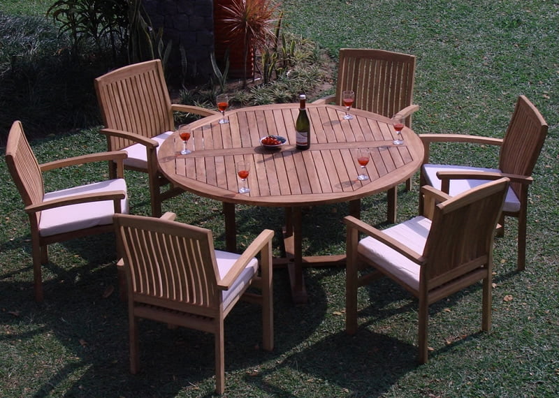 Teak Dining Set 6 Seater 7 Pc 60, Round Patio Table For 6 8
