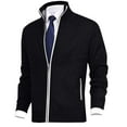 thumbnail image 2 of safuny Men's Classic Cardigan Sweaters Stand Collar Slim Casual Knitted Sweater long sleeve zipper Black XXL, 2 of 3