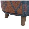 thumbnail image 3 of Saltoro Sherpi Round Fabric Upholstered Wooden Frame Storage Ottoman, Multicolor, 3 of 6