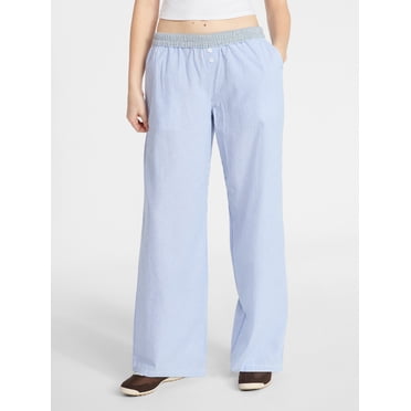 No Boundaries Cotton Boxer Pants with Rollover Waist, 31.5'' Inseam, Women's XXS-XXL