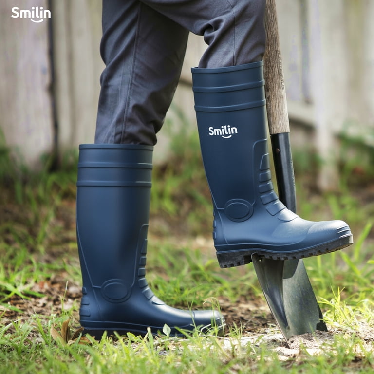 SMILIN PVC Rubber Rain Boots for Men,Steel Toe Waterproof  display picture 2