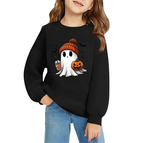 Mercatoo Girls Boys Crewneck Sweatshirts Halloween Graphic Cute Pullover Long Sleeve Warm Blouse Tops Teens Cotton Fall Outfits