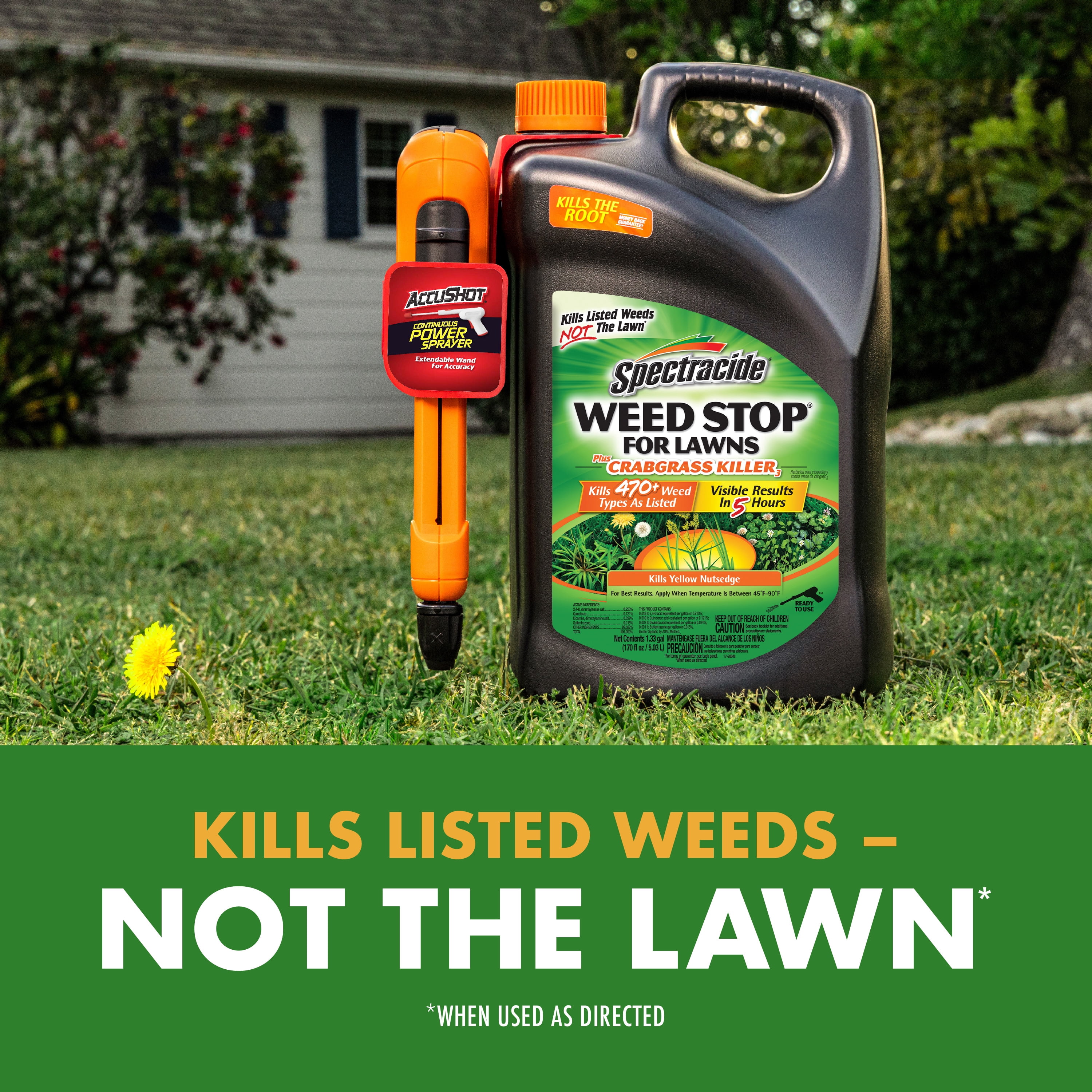 Spectracide Weed Stop for Lawns Plus Crabgrass Killer with AccuShot Sprayer, 1.33 Gal.
