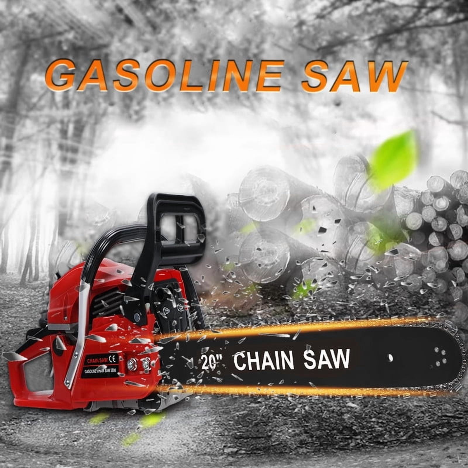 YNCE 58cc Gas Chainsaw 2-Cycle Engine Gas Powered Chainsaws 20 Inch Petrol Handheld Cordless Gasoline Chain Saw for Cutting Wood Tree Trimming Farm Garden