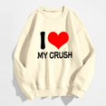 thumbnail image 2 of Bmisegm Sweat à Capuche Imprimé pour Femmes Col Rond Manches Longues Pull Décontracté pour Femmes Beige m, 2 of 3