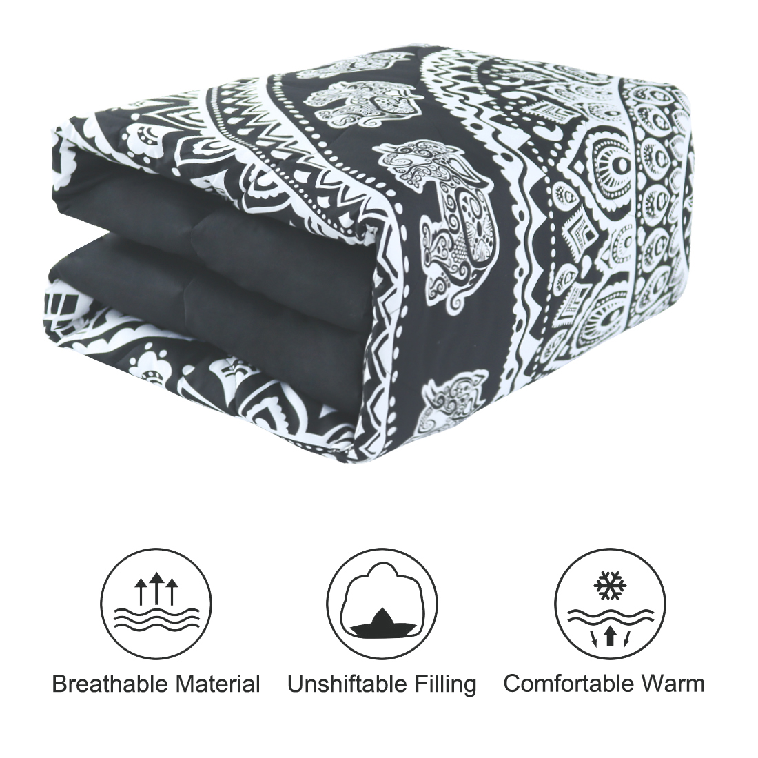 Unique Bargains 3-Piece Bohemian Luxury Polyester Comforter Set 100%Polyester King