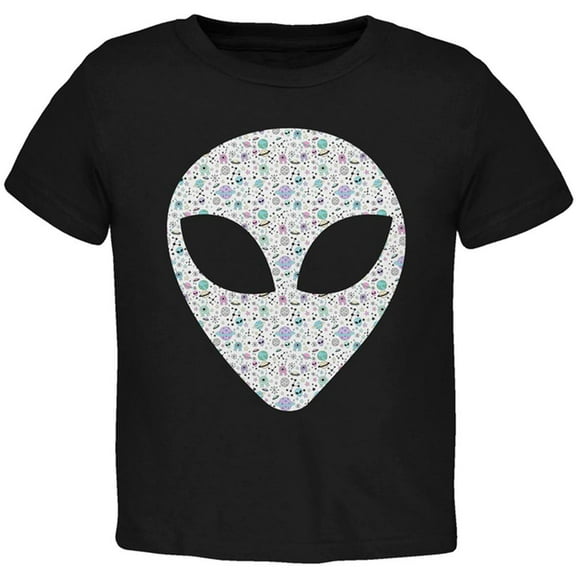 Alien Head Outer Space Elements Toddler T Shirt Black 4T