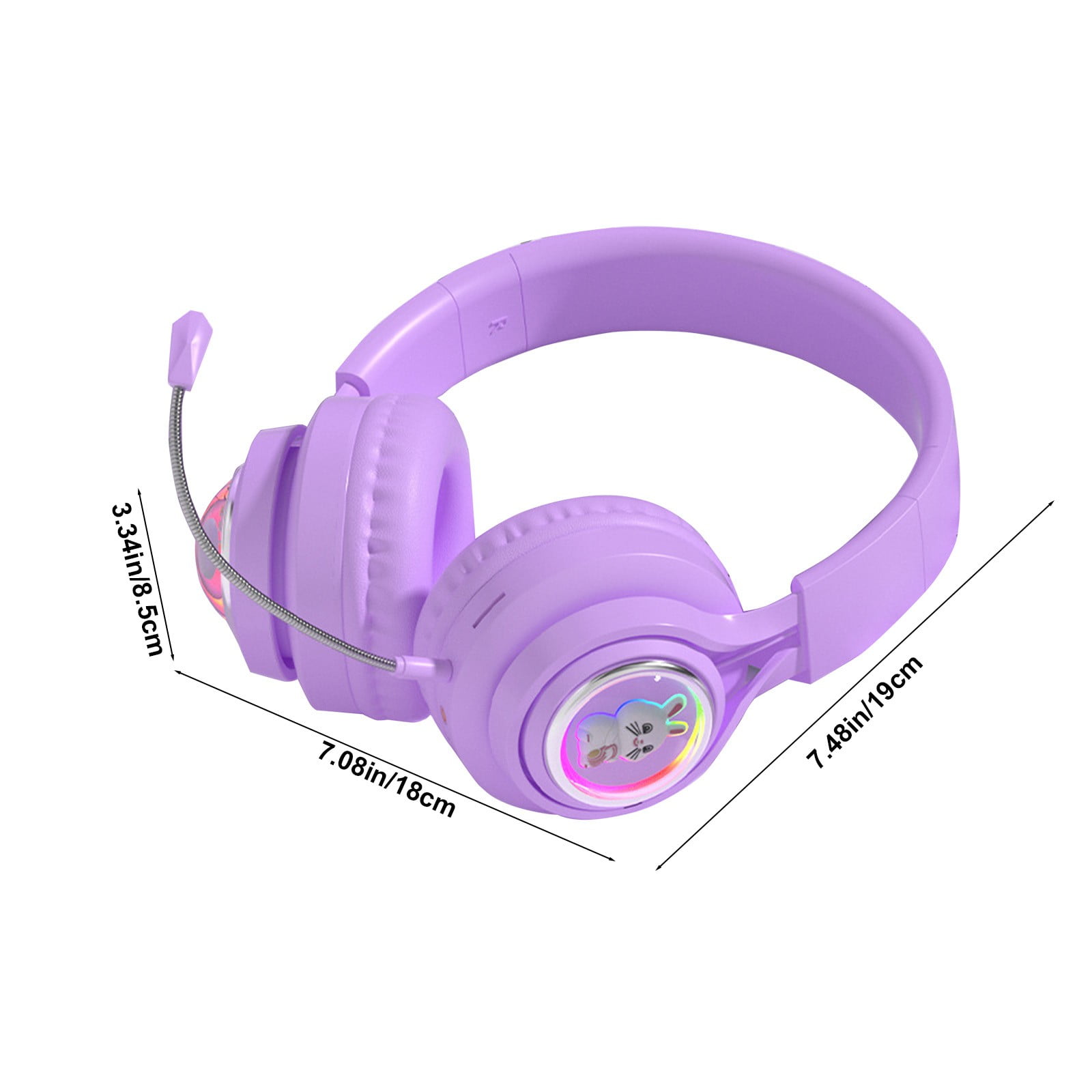Active Noise Cancelling Headphones, Wireless Over Ear Bluetooth Headphones, 3EQ Modes via Button, 60H Playtime Lightweight Folding Stereo Bass Headset with Mic, for Travel Home(Purple)