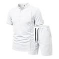 thumbnail image 4 of CONZONE Men's 2 Pieces Outfits Solid Color Short Sleeve T-Shirts Shorts Set for Men Breathable Summer Tracksuit, 4 of 4