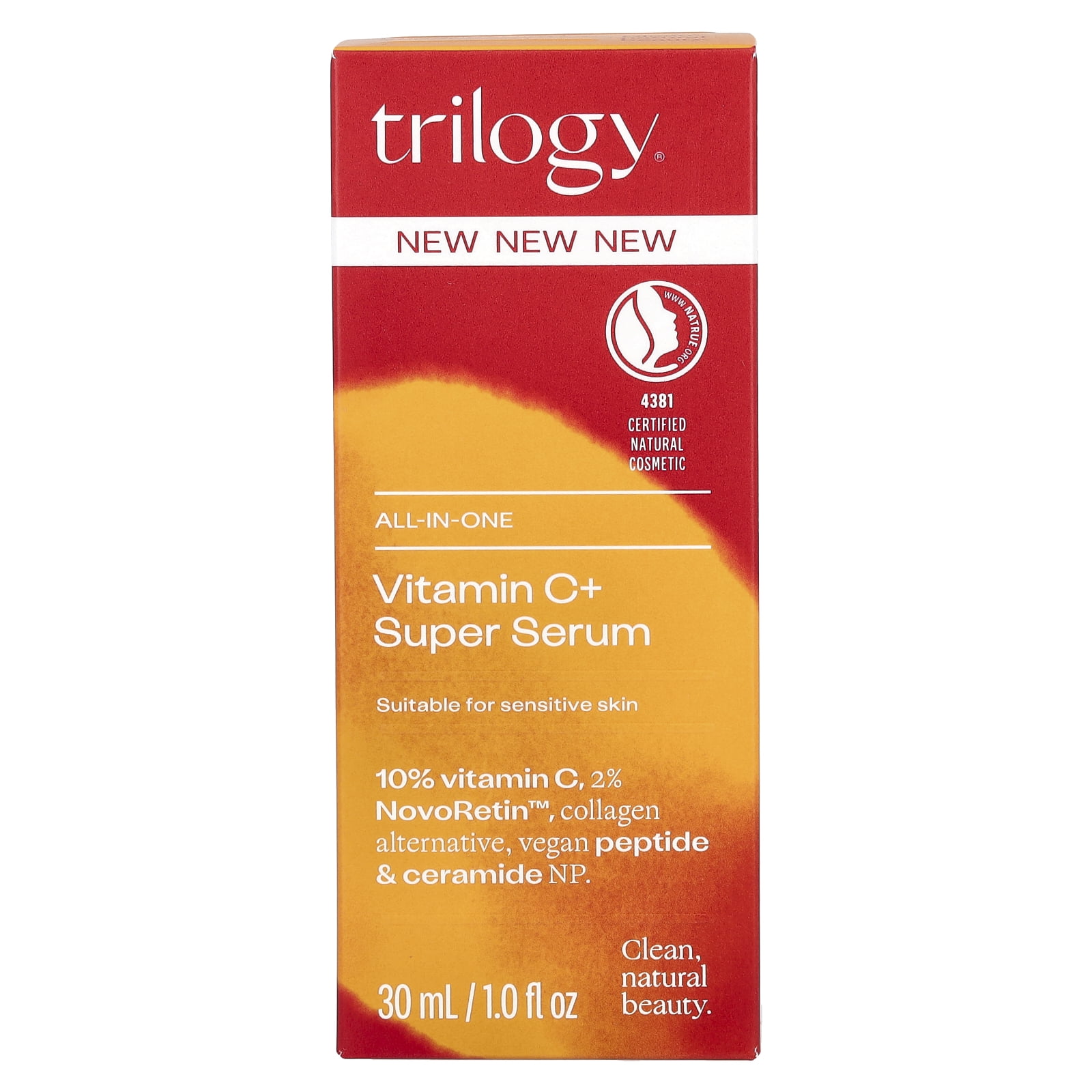 Trilogy Natural Products: Vitamin C+ Super Serum - 1oz / 30ml - Brighten-Tighten-Smooth, 8 Actives Powerhouse Anti-Aging Formula, NATRUE Certified