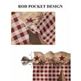 thumbnail image 6 of Western Texas Star Vintage 2 Panel Kitchen Curtains for Small Windows, Rustic Wreath Wood Red Plaid Bathroom Tier Curtain, Short Window Treatment for Bedroom/Living Room 55"x36", 6 of 6