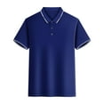 thumbnail image 2 of Fall Winter Savings Clearance! Itsun Golf Shirts for Men,Men's Solid Slim Turndown Collar Crew Neck Short-Sleeve Pocket T-Shirt Dark Blue, 2 of 4