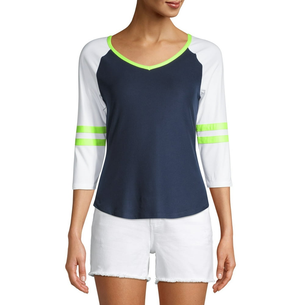 No Boundaries No Boundaries Juniors 3 4 Neon Sleeve Baseball Tee