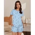 thumbnail image 3 of Ekouaer Pajama Set for Women with Pockets Short Sleeve 2 Piece Lounge Set Women Loose T Shirts and Shorts Soft Sleepwear, 3 of 5