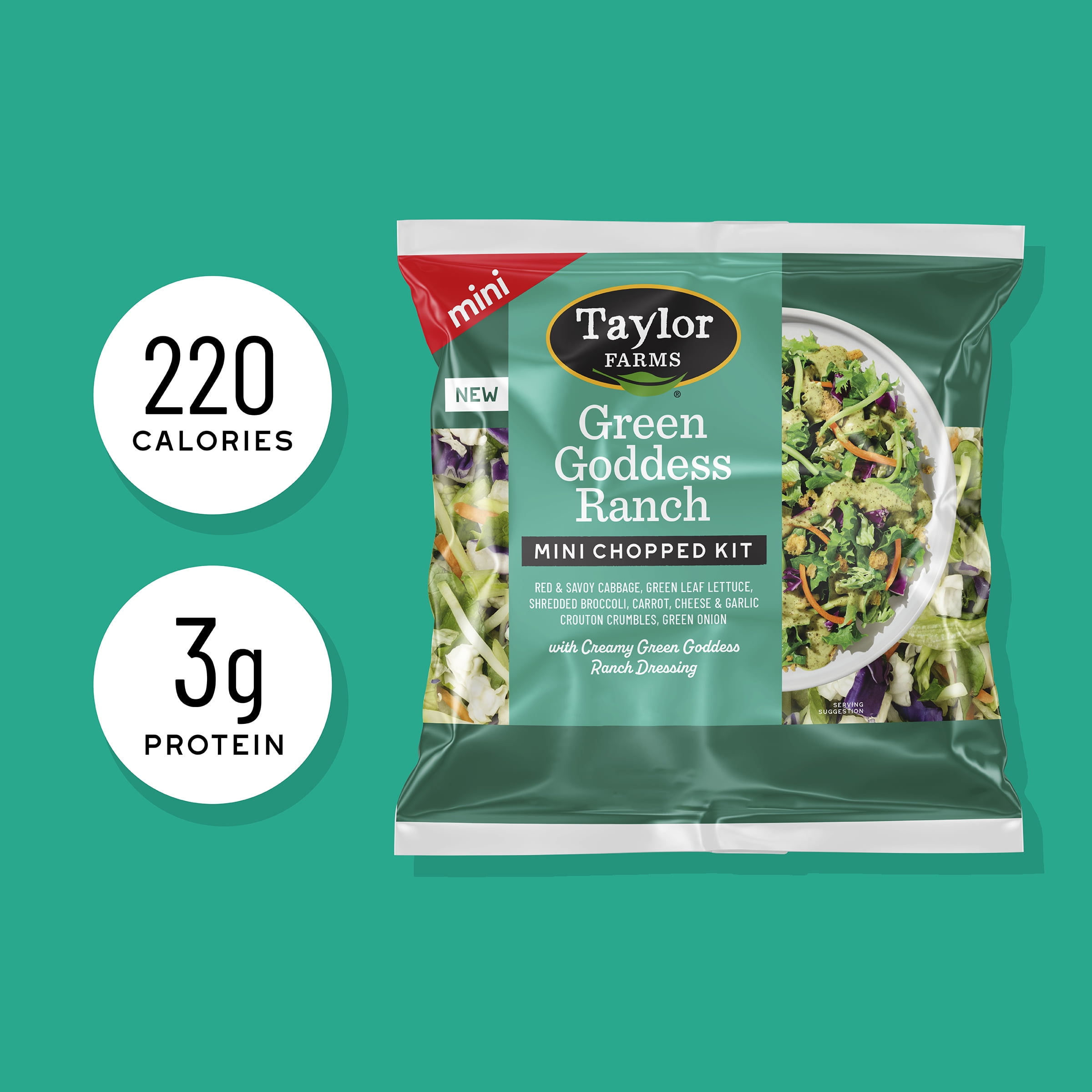 Taylor Farms Green Goddess Ranch Mini Salad Kit 4.55 oz with Fresh  Vegetables and Creamy Dressing - Walmart.com