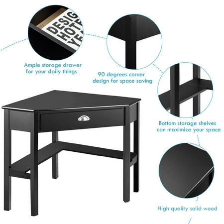 Computer Corner Desk Laptop Writing Table Wood Workstation Home