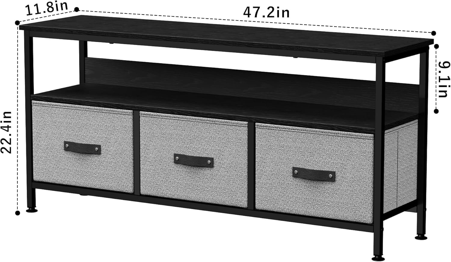 Acekid Dresser TV Stand - 55 Inch Entertainment Center with Storage, Modern TV Console Table with Drawers & Shelves for Bedroom/Living Room, Black