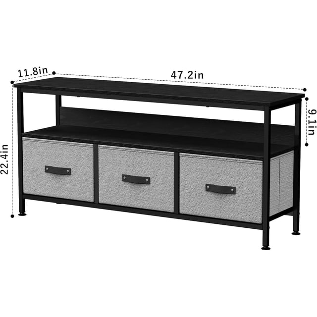 QinaQin Meuble Télé Commode avec Rangement, 55 Pouces, Noir
