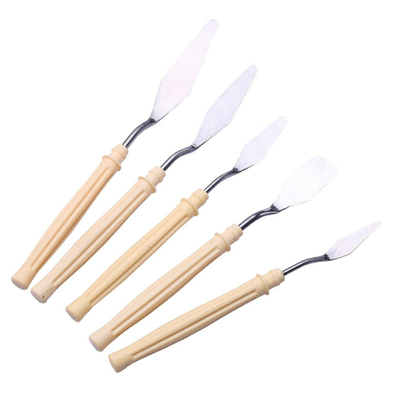 5pcs Oil Painting Scraper Portable Paint Spatula Stainless Steel Art Paint Shovel Practical Color Mixing Tool for Home Use, Size: 2X19.2CM