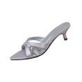 thumbnail image 2 of Viluyesy Women's Mid Heels Sandals, Pointed Toe Elegant Rhinestones Slip-On Ladies Wedding Party Shoes Silver 8.5, 2 of 9