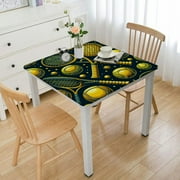 nygtbtfer Funny Colourful Tennis Racquets and Tennis Fabric Round Table Cloth, Polyester Colorful Tablecloth, Table Cover Protector for Holiday, Party, Wedding, Birthday, Decoration Use